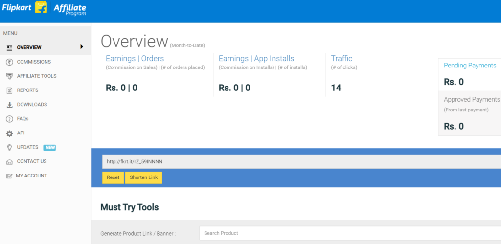 Flipkart affiliate commission rate